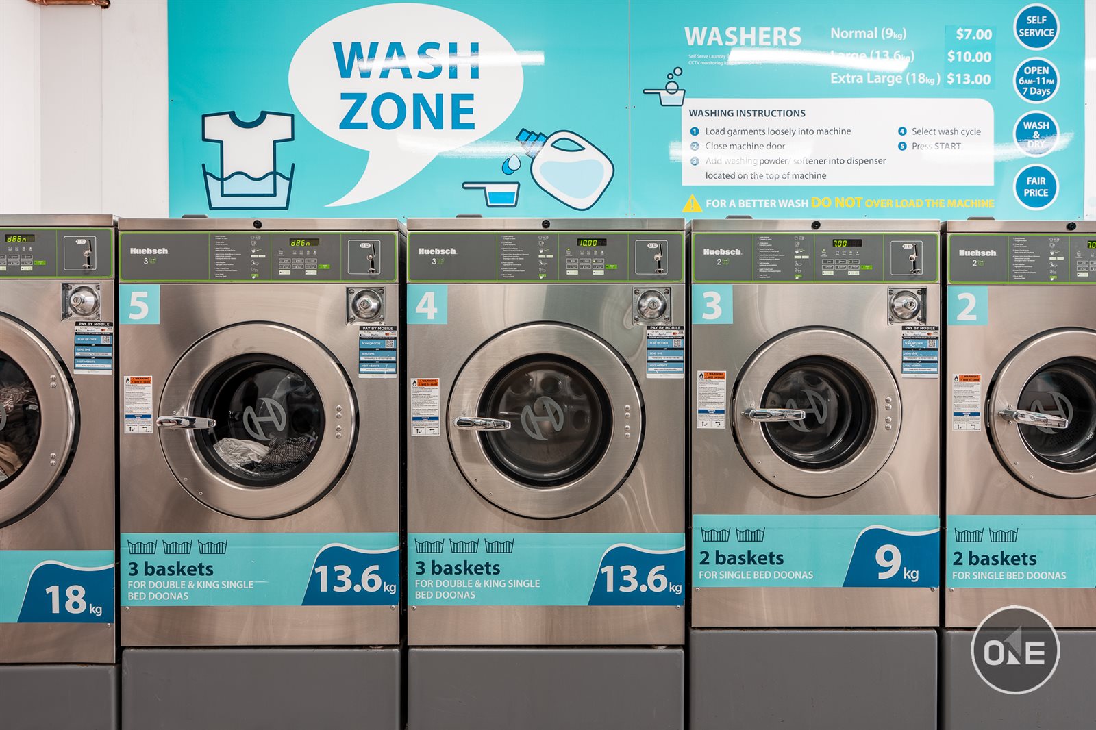 Commercial washing machines at East Malvern Laundromat